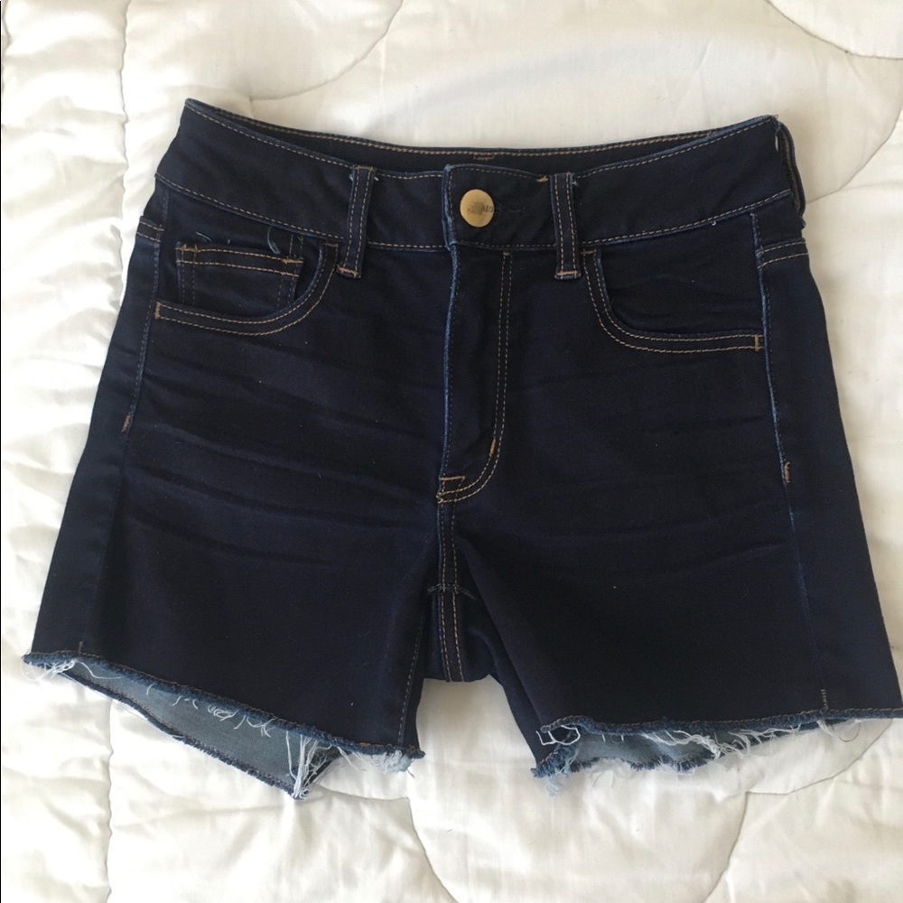 American Eagle Hi Rise Shortie Dark Wash Denim